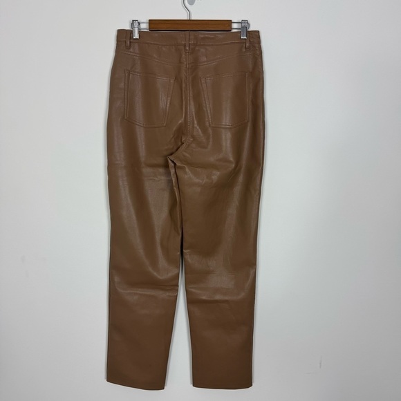 Aritzia Wilfred Constant Camel Faux Vegan Leather Pants SZ 12 Tall - Picture 4 of 16
